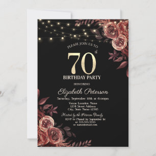 Invitación Rosas Rojas Oscuras, Rayas de cuerda Black 70 cump
