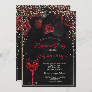 Invitación Rosas rojas, parte de retiro de vidrio de vino