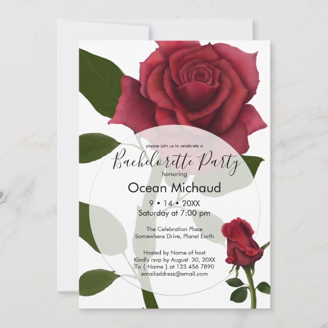 Invitación Rosas rojas pintadas | Blanco (Anverso)