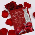 Invitación Rosas Rojas Plata Diamante vestido 40 Fiesta de cu<br><div class="desc">Roses Roses Roses Plata Diamond Gown 40th Birthday Fiesta 40 y Fabulous Invitation Ver la colección de correspondencias en Nicho y Nest Store Muchas gracias</div>
