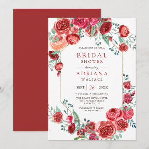 Invitación Rosas Rojas Ramo Floral Despedida de Soltera