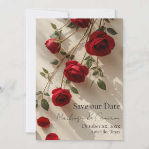 Invitación Rosas Rojas Románticas Guarda nuestra Fecha para l