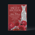 Invitación Rosas Rojas Románticas Plata Diamante Gown Sweet 1<br><div class="desc">Romántico Roses Roses Roses Plata Diamante Gown Sweet 16 Invitación Ver la colección de correspondencias en Niche y Nest Store Muchas gracias</div>