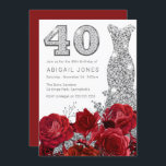 Invitación Rosas Rojas Románticas Vestido Plata 40 Aniversari<br><div class="desc">Romántico Roses Roses Roses Plata Vestido 40 cumpleaños Invitación Ver colección coincidente en Nicho y Nest Store</div>