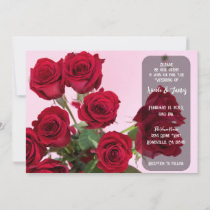 Invitación Rosas Rojas Rosado Floral Romántico Ramo de Novia