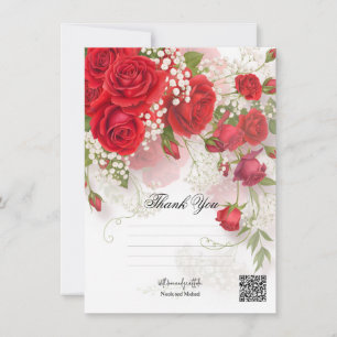 Invitación Rosas Rojas y Aliento de Bebe Elegante Floral Boda
