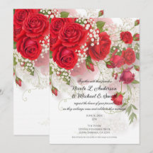 Rosas Rojas y Aliento de Bebe Elegante Floral Boda