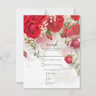Invitación Rosas Rojas y Aliento de Bebé Elegante Floral R.S.