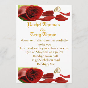 Invitación Rosas rojas y anillo boda