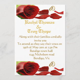 Invitación Rosas rojas y anillo boda