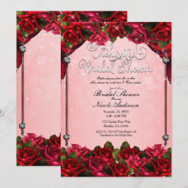 Invitación Rosas Rojas y Glamour Rosa Flores Bridal Shower