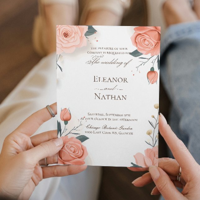 Invitación Rosas rojas y la boda de primavera de verano (Subido por el creador)