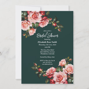 Invitación Rosas rojas y rosadas oscuras y melancólicas para 