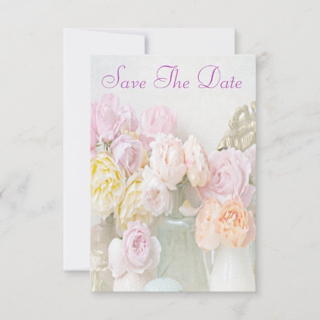 Invitación Rosas Románticas en Frascos Save The Date (Anverso)