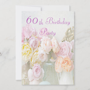 Invitación Rosas románticas en tarros fiesta de cumpleaños 60