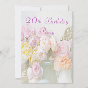 Invitación Rosas románticas en tarros Fiesta de cumpleaños nú