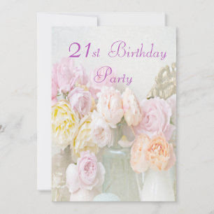 Invitación Rosas románticas en tarros para fiesta de cumpleañ