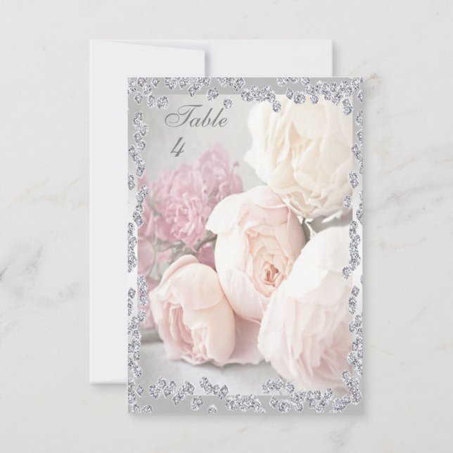 Invitación Rosas románticas y diamantes (Reverso)