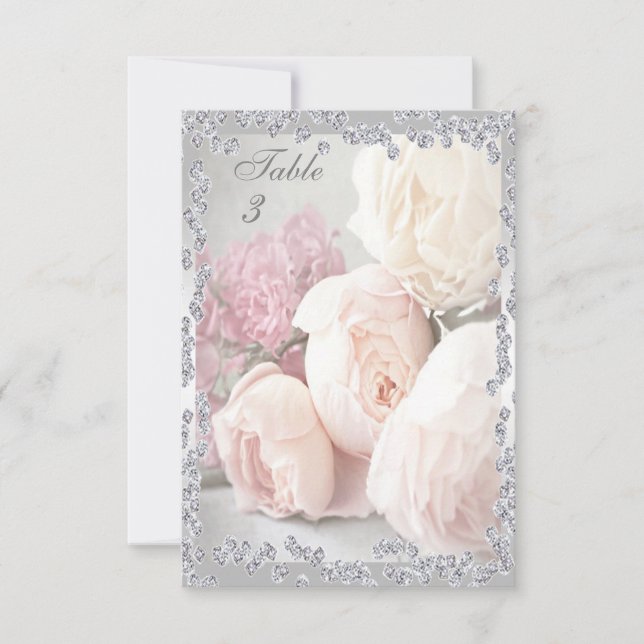 Invitación Rosas románticas y diamantes (Anverso)