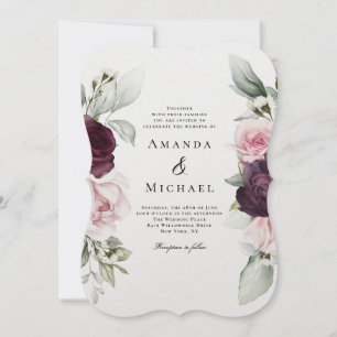 Invitación Rosas románticos acuarela Boda botánico