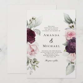 Invitación Rosas románticos acuarela Boda botánico