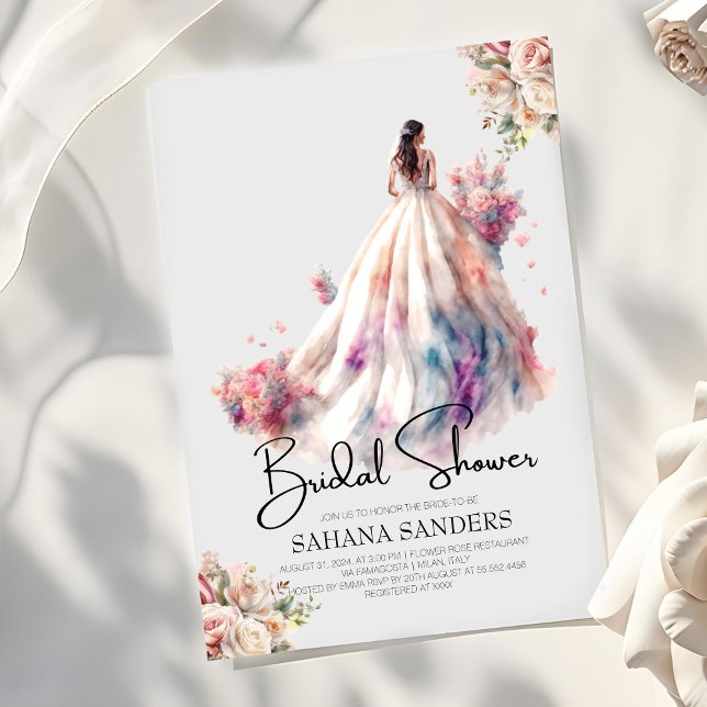 Invitación Rosas románticos Boda floral vestido ducha novia (Subido por el creador)