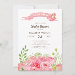 Invitación Rosas románticos de acuarela ducha de novia