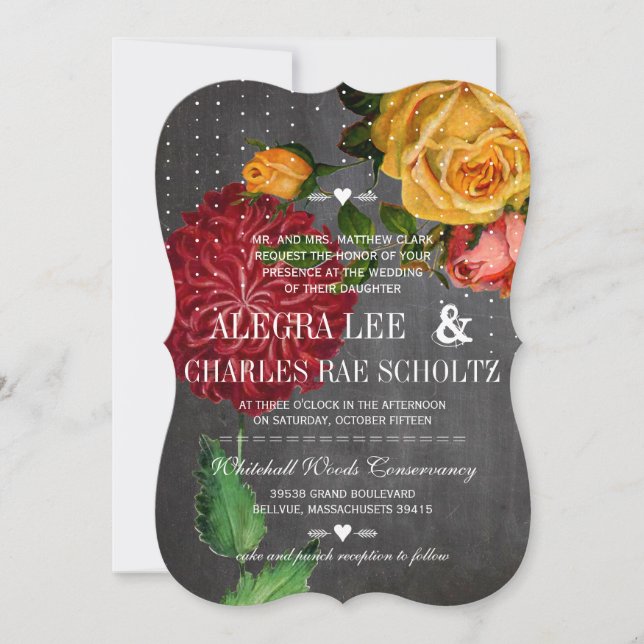 Invitación Rosas románticos de Chalkboard Heirloom (Anverso)