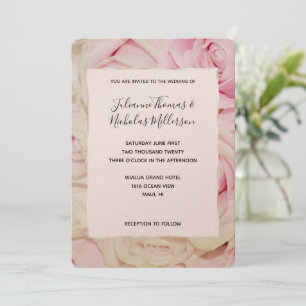 Invitación Rosas románticos de crema rosada invitan a una bod