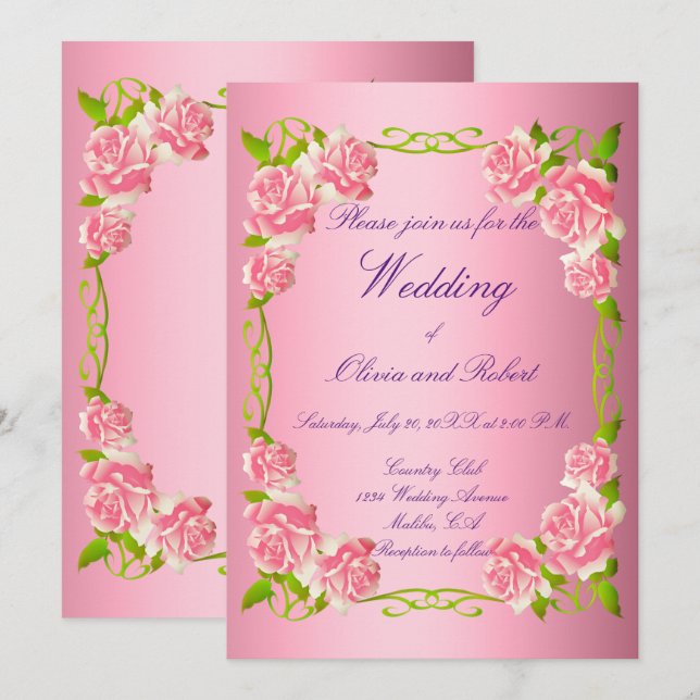 Invitación Rosas románticos de época (Anverso / Reverso)