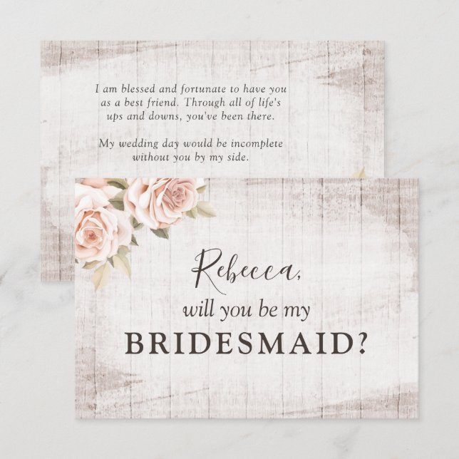 Invitación Rosas románticos de la madera rusa: propuesta de u (Anverso / Reverso)