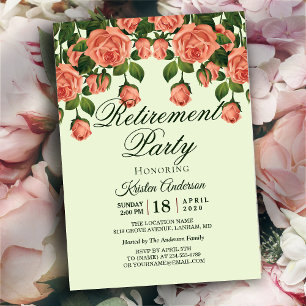 Invitación Rosas románticos Fiesta de Jubilación Botánica