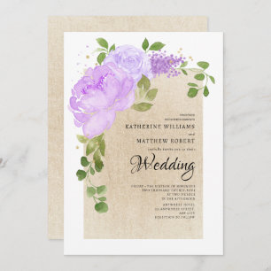 Invitación Rosas románticos morados Boho Boda Floral