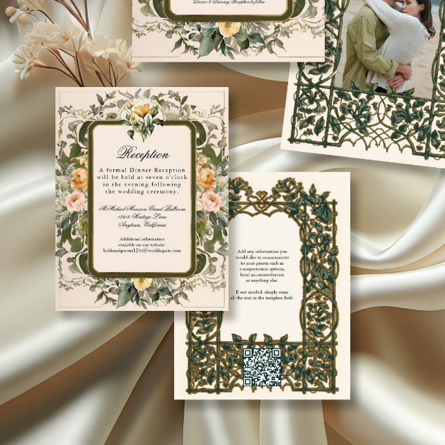 Invitación Rosas románticos victorianos Recepción elegante fr (Subido por el creador)
