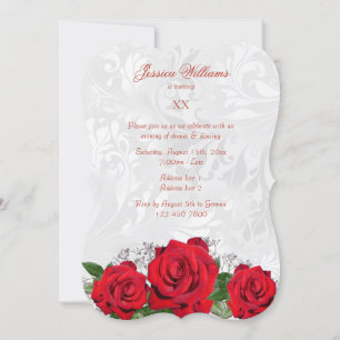 Invitación Rosas románticos y fiesta de cumpleaños de Damask