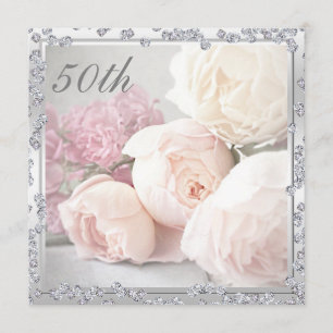 Invitación Rosas románticos y fiestas de cumpleaños número 50