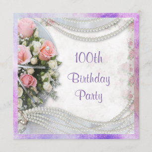 Invitación Rosas románticos y perlas 100 aniversario