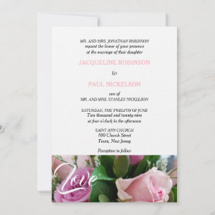 Invitación Rosas rosa claro adoran al Boda