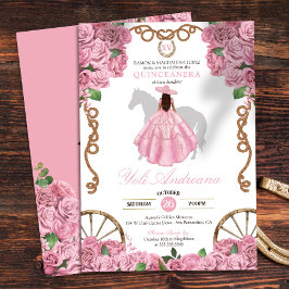 Invitación Rosas rosa claro floral Charro occidental Quincean