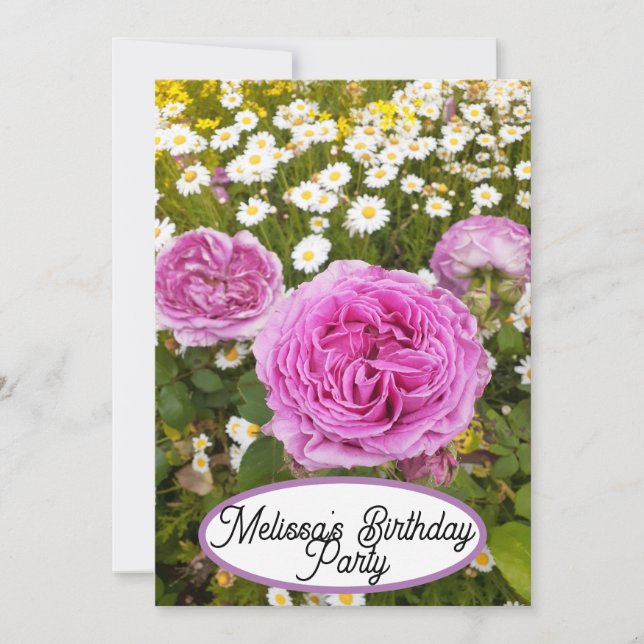 Invitación Rosas Rosa Rosa Flores Flores Bonitos Florales (Anverso)