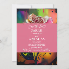 Invitación Rosas rosadas abstractas guarden la fecha