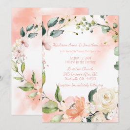 Invitación Rosas Rosadas Acuarela Elegante Escritura Boda