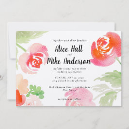 Invitación Rosas rosadas acuarela floral