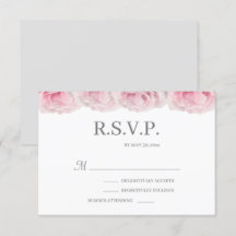 Rosas rosadas blanco gris elegante floral RSVP de 