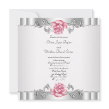 Rosas rosadas boda elegante plata blanca