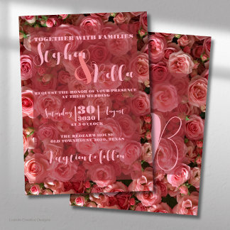 Invitación Rosas rosadas boda verano floral elegante
