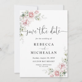 Invitación Rosas Rosadas Bodas Guardar La Fecha