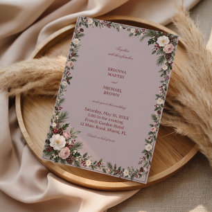 Invitación Rosas Rosadas Celebran el Verdor Invernal