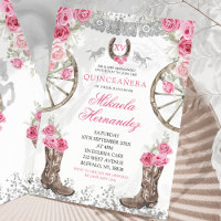 Rosas Rosadas de Plata Western Charra Quinceañera