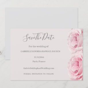 Invitación Rosas Rosadas de Rubor Diseño Floral Gris Guardar 